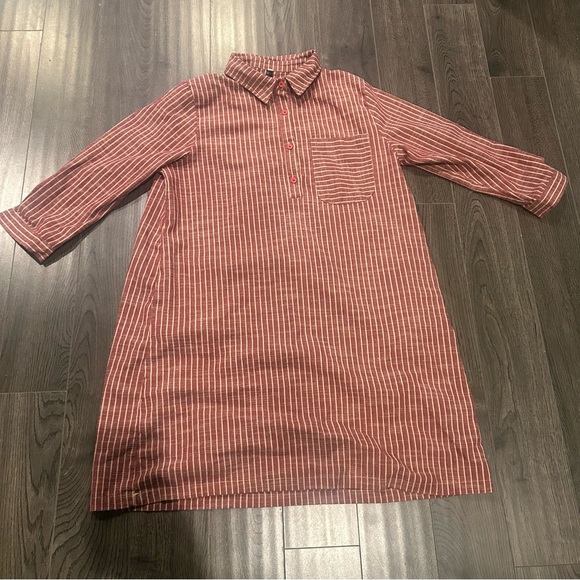 Striped Button-Up Dress with Collar - Picture 3 of 9